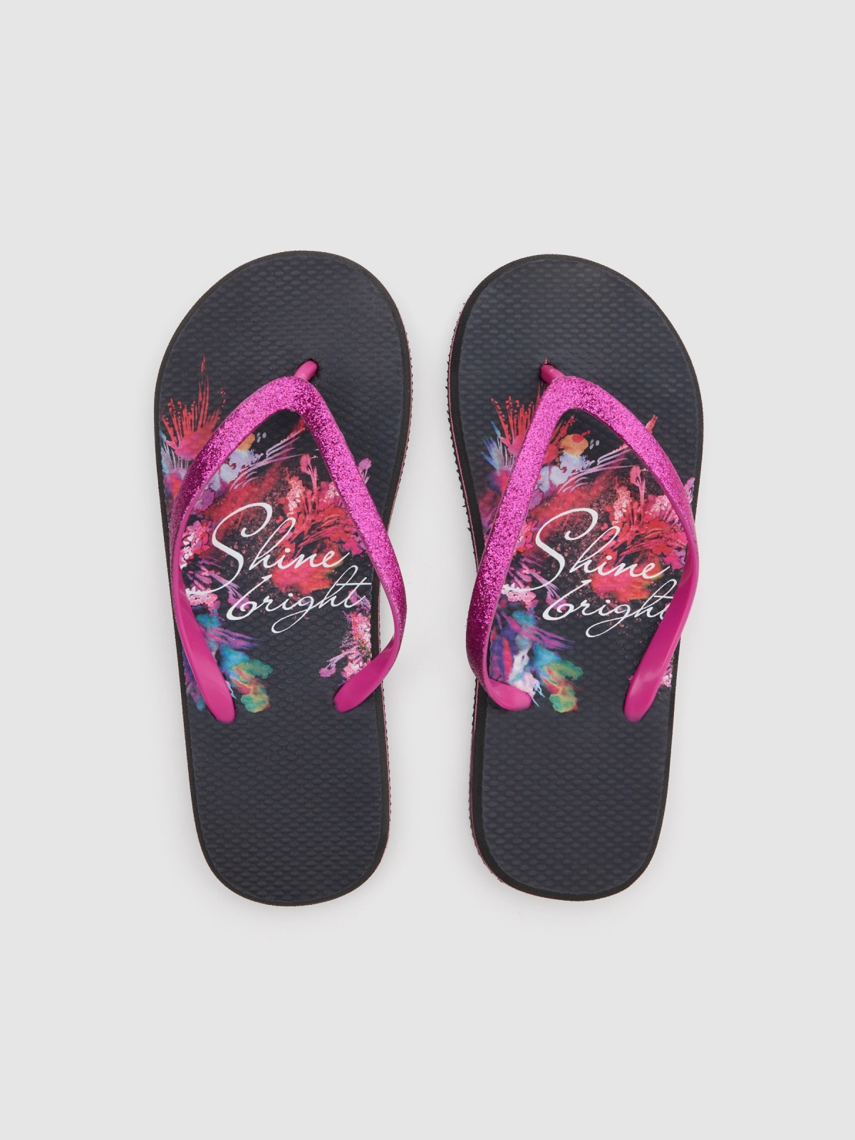 Flip flops flowers black