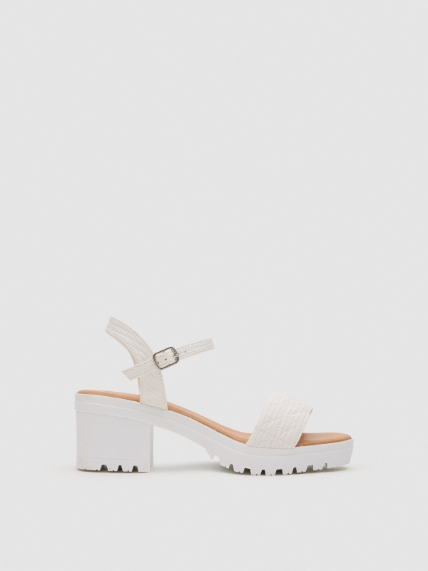 Track heel sandal white
