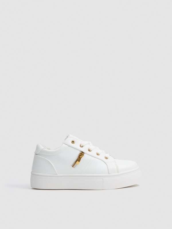 Deportiva plataforma detalle cremallera blanco