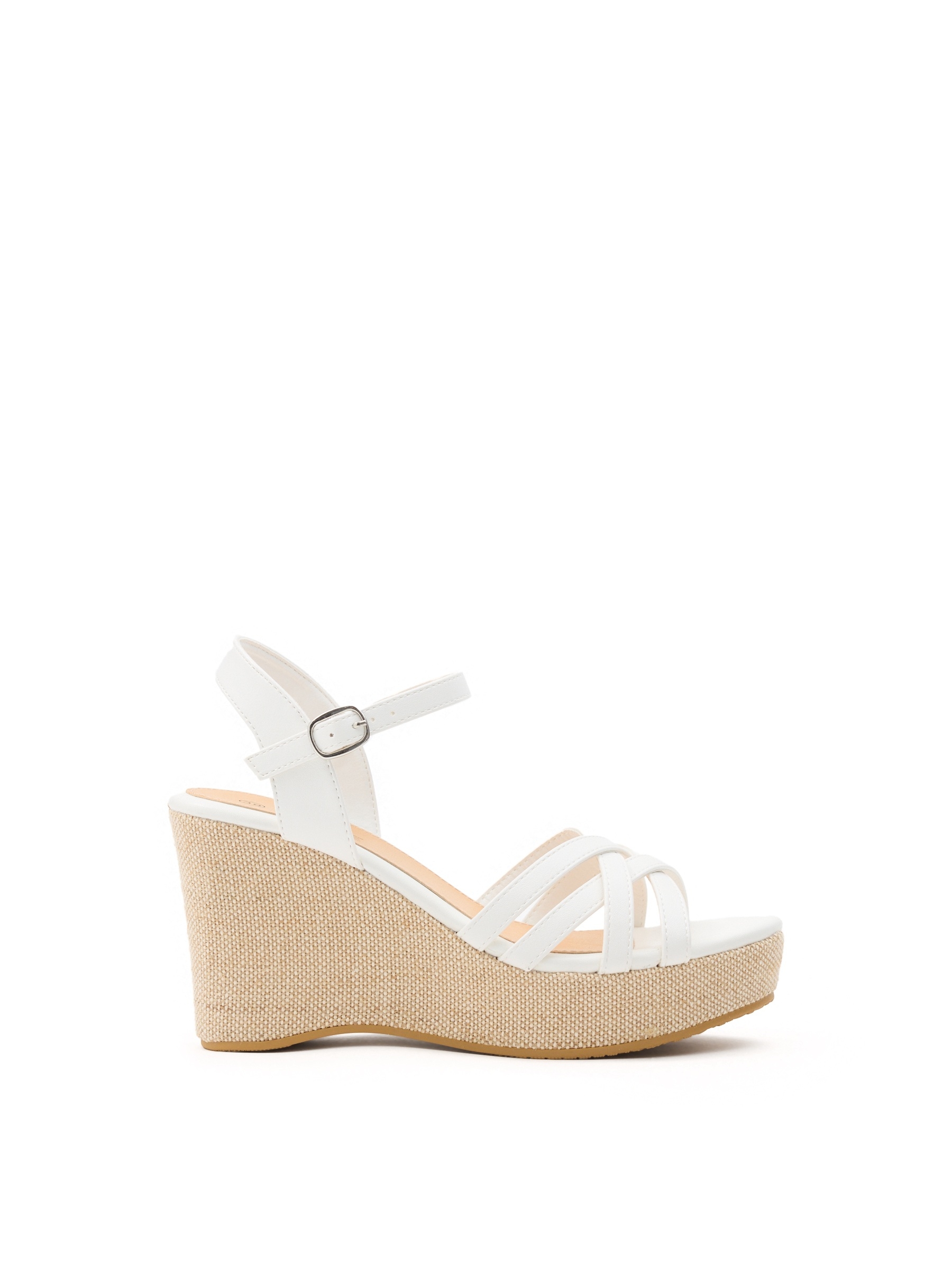 Sandália cunha ráfia branco