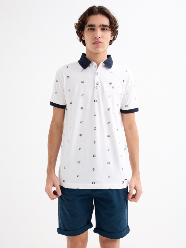 Sailor polo shirt white middle front view