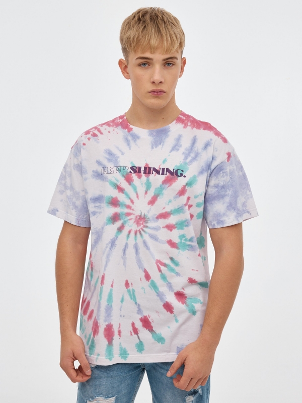 Camiseta tie dye multicolor blanco vista media frontal