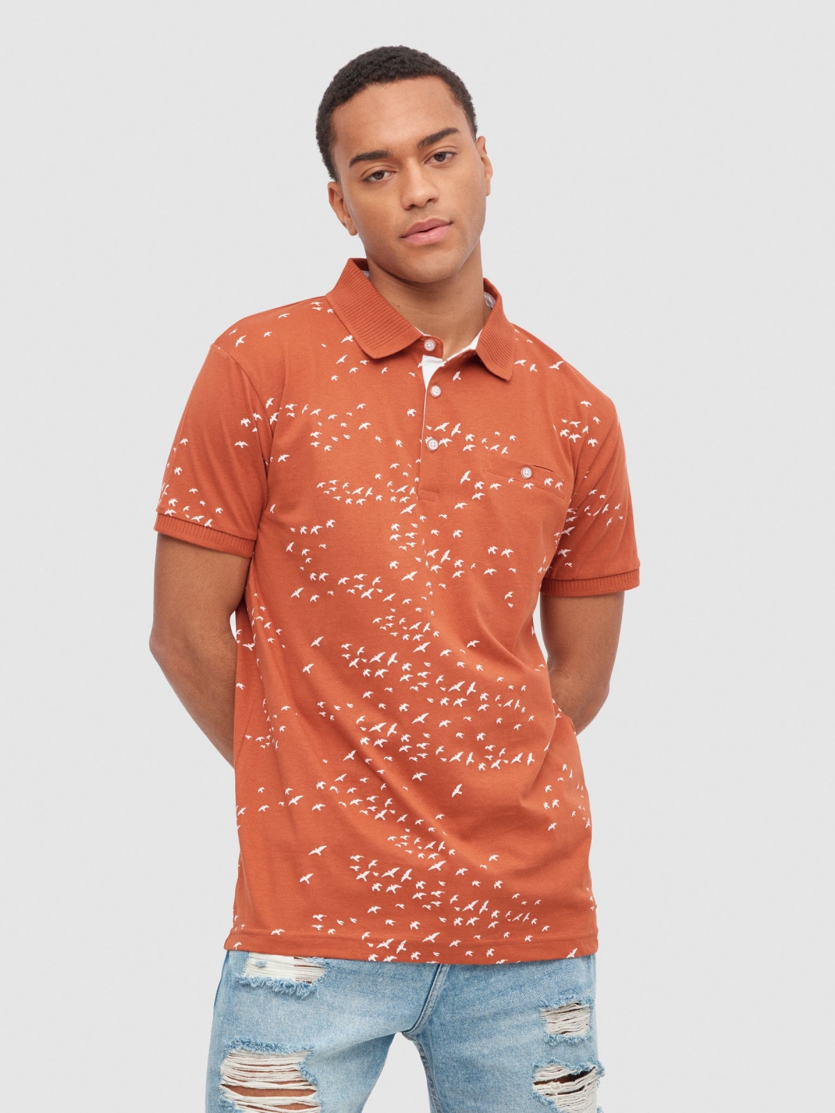 Bird Polo brown middle front view