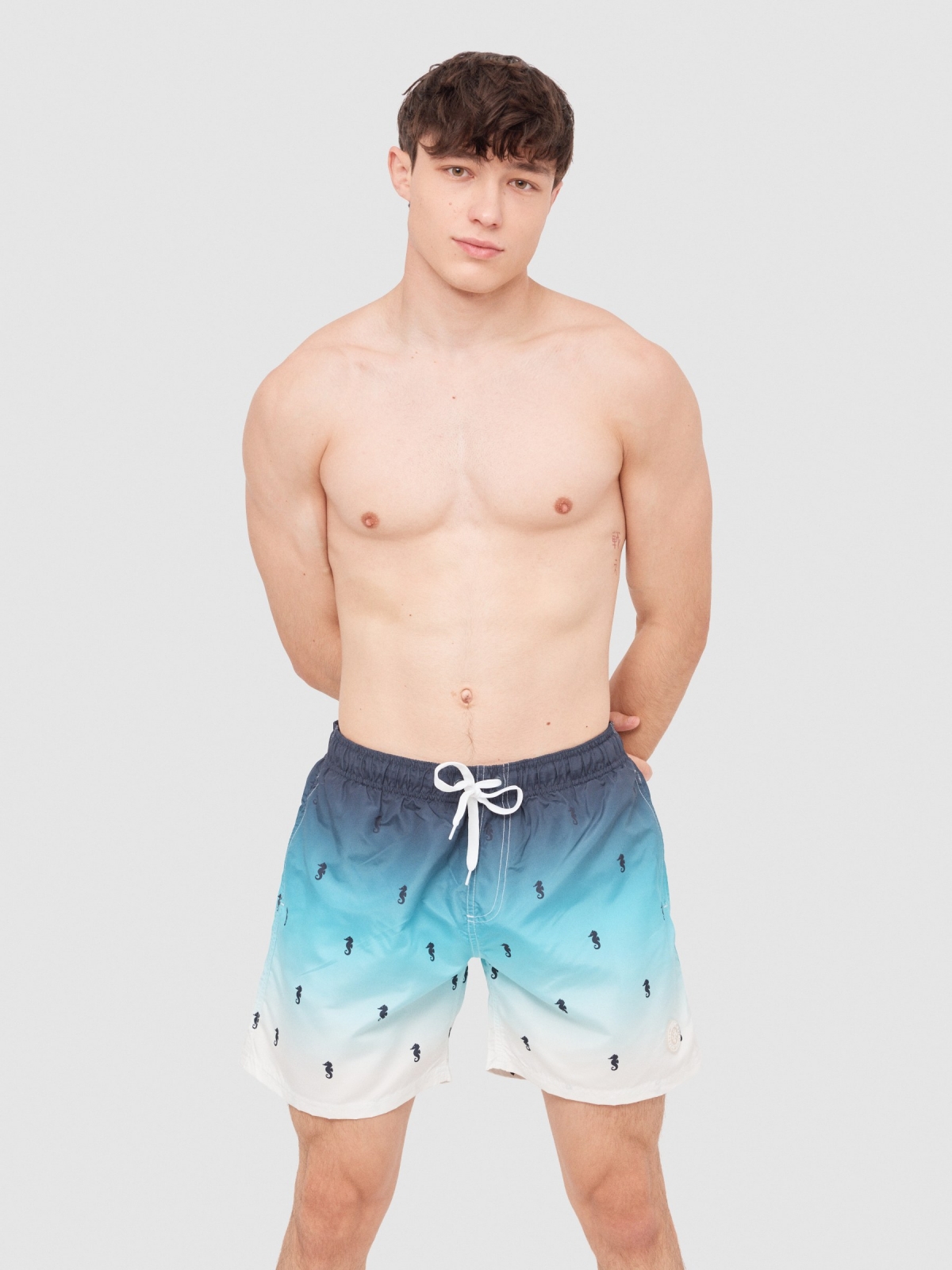 Seahorse Swimsuit blue middle front view