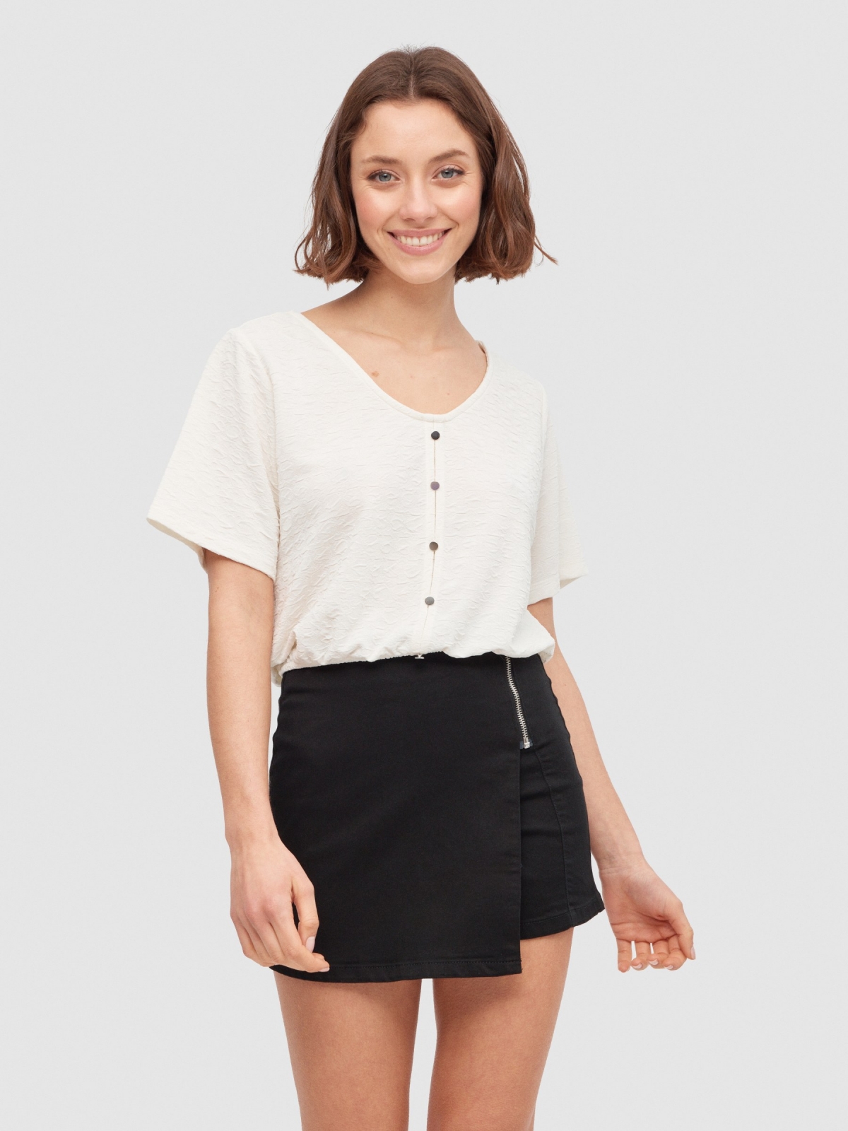 Falda pantalón cruzada negro vista media frontal