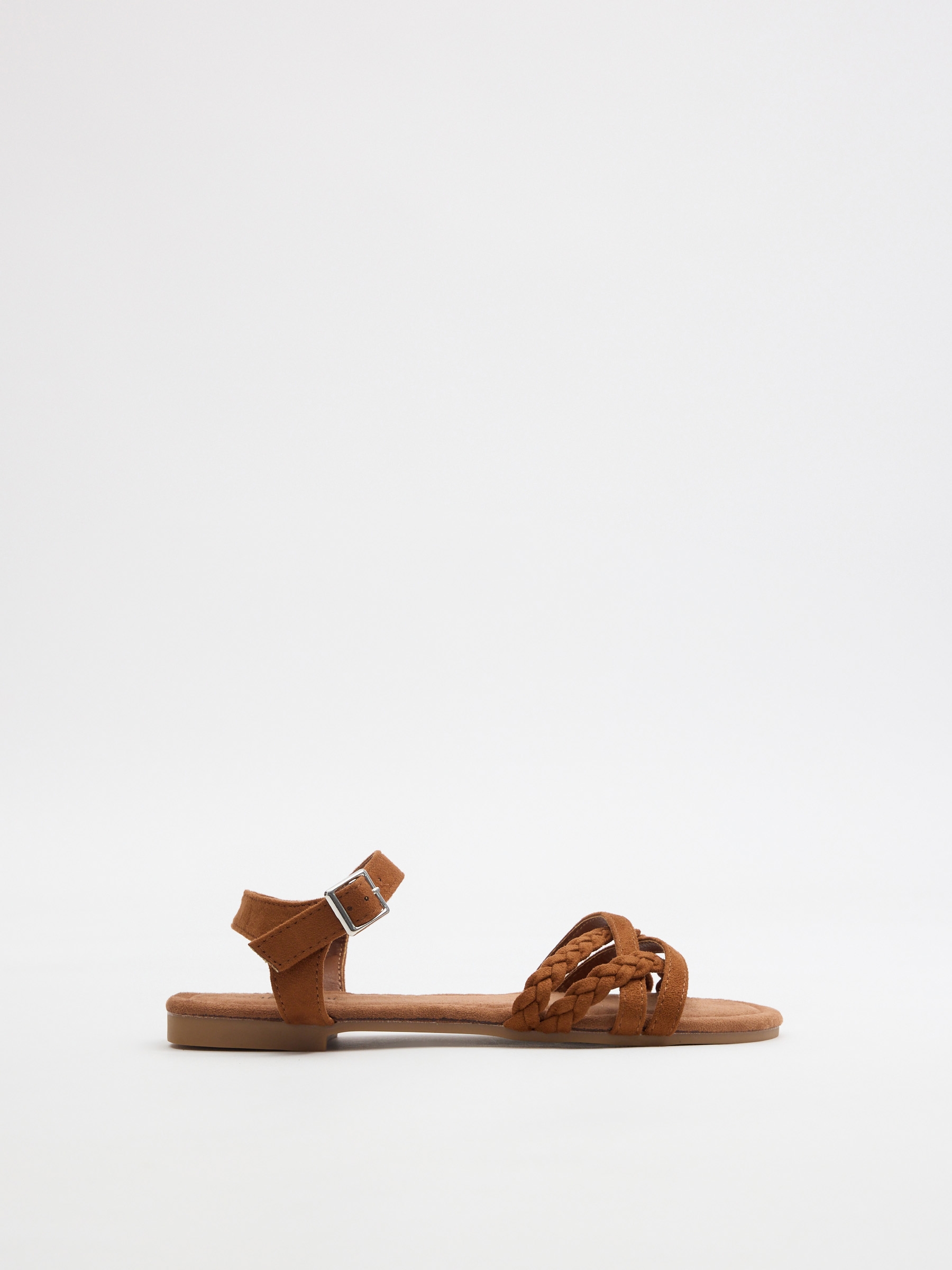 Brown braided strap sandal light brown