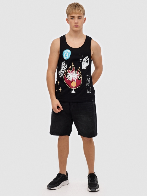 Urban tank top black front view