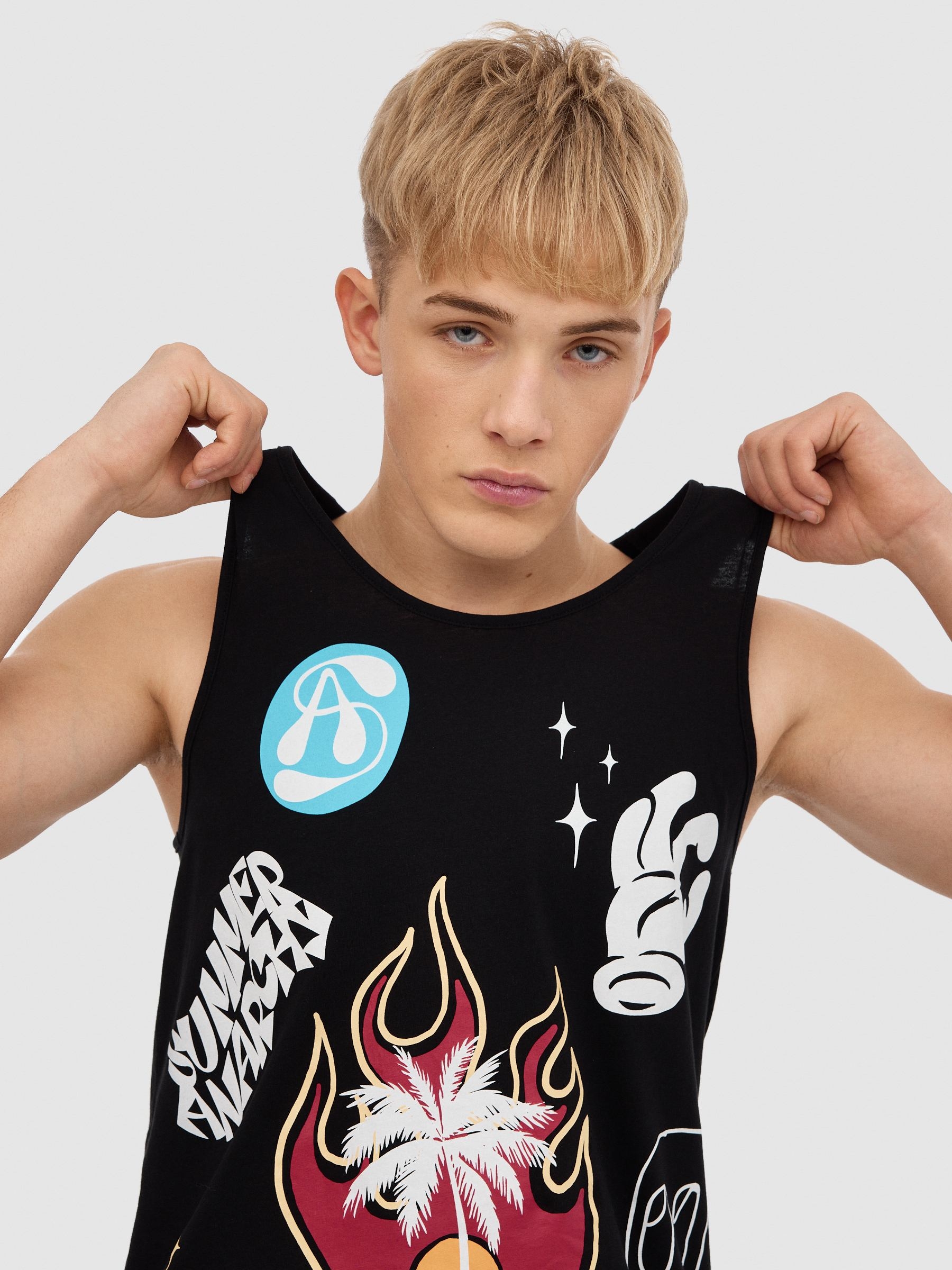 Urban tank top black middle front view