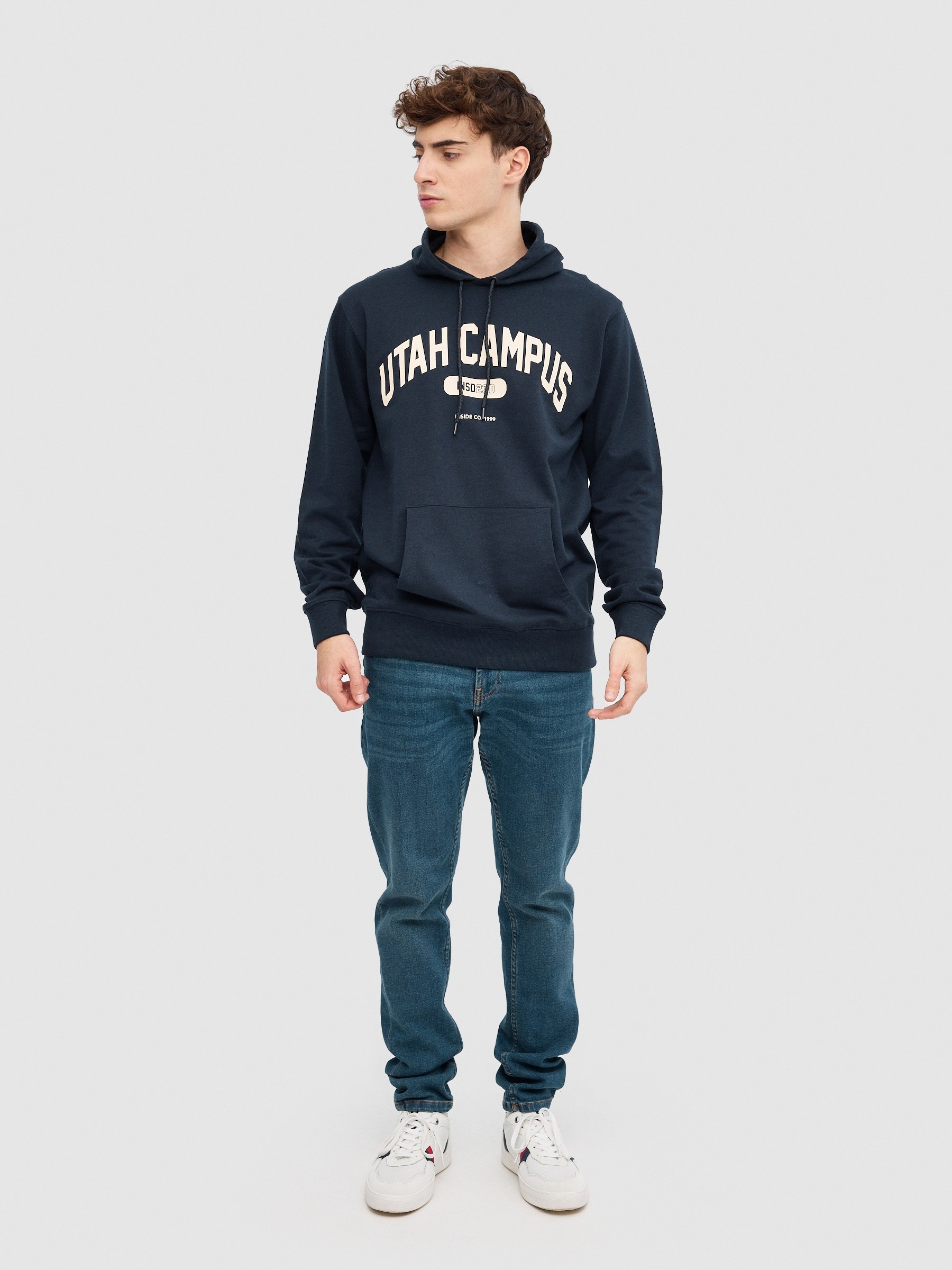 Sudadera University azul marino vista media frontal