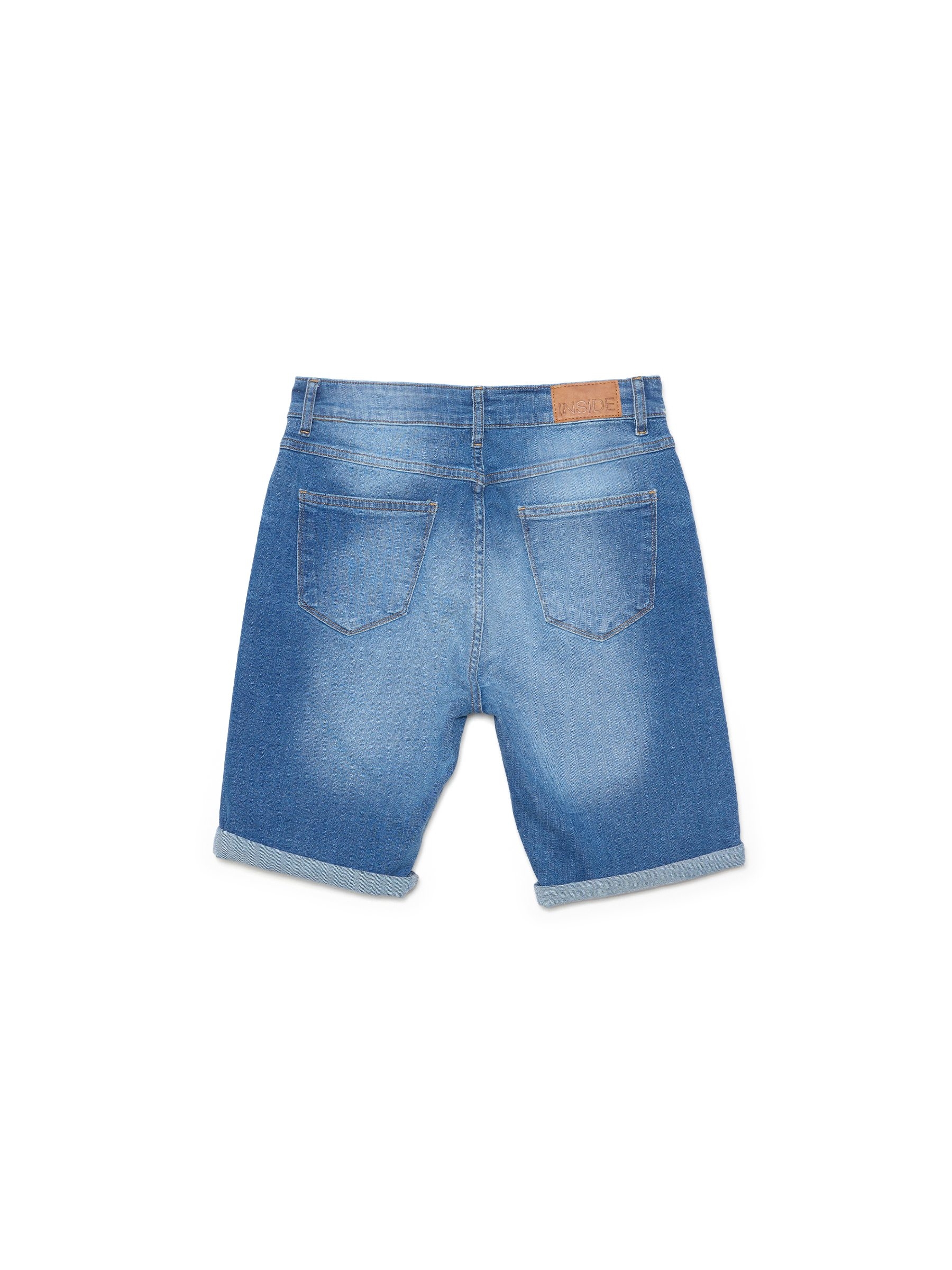 Slim denim shorts blue middle front view