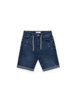%Pto% Denim skinny bermuda blue front view