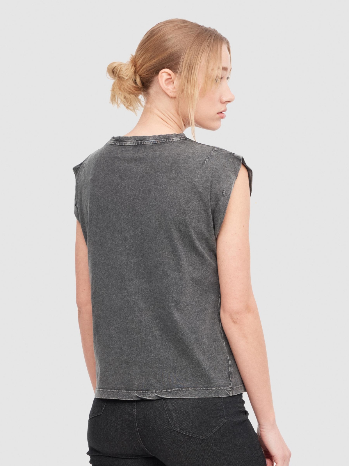 T-shirt de alças Glow cinza escuro vista meia traseira