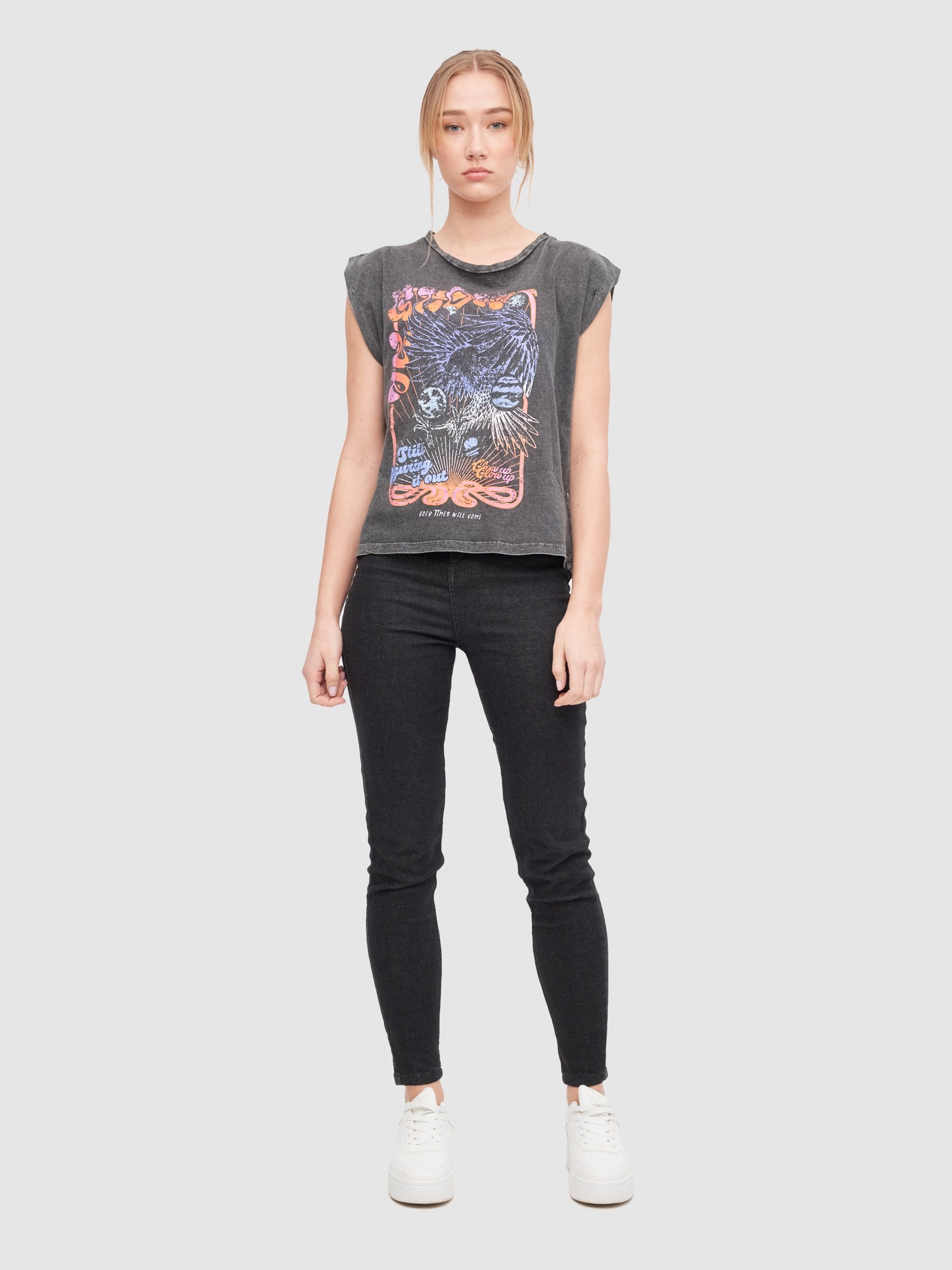 Glow tank top dark grey middle front view