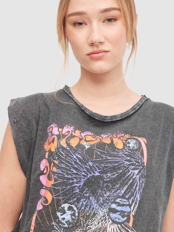 Glow tank top dark grey detail view