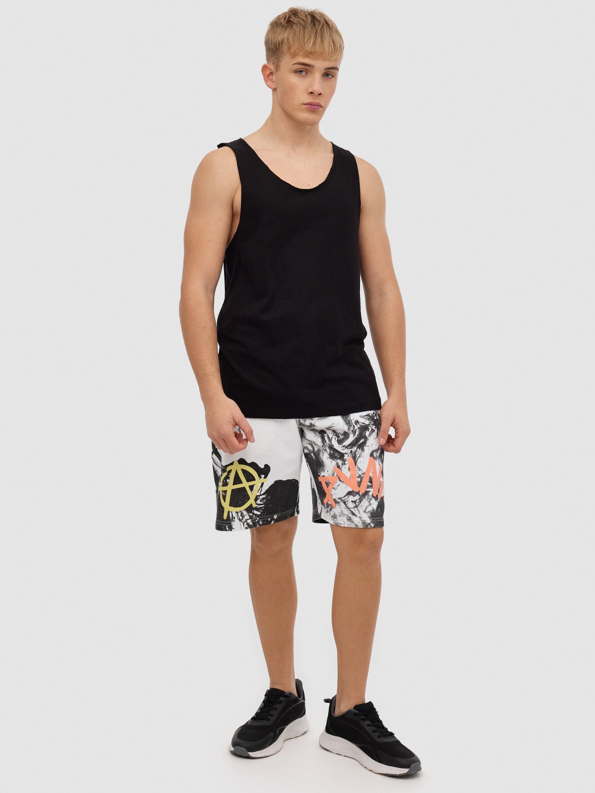 Jogger bermuda graffiti white