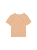 %Pto% Camiseta asimétrica cut out marrón vista frontal