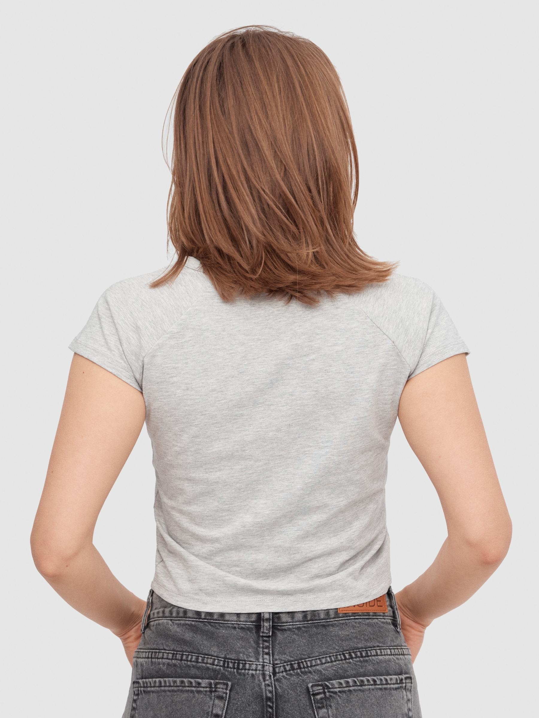 Camiseta crop cuello pico melange medio vista media frontal