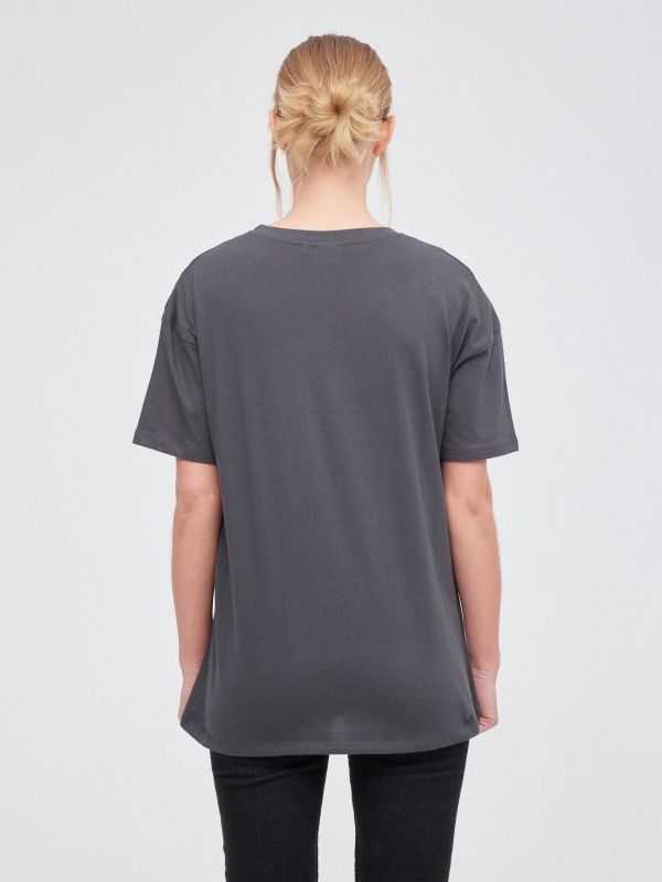 T-shirt oversize Garfield cinza escuro vista meia traseira