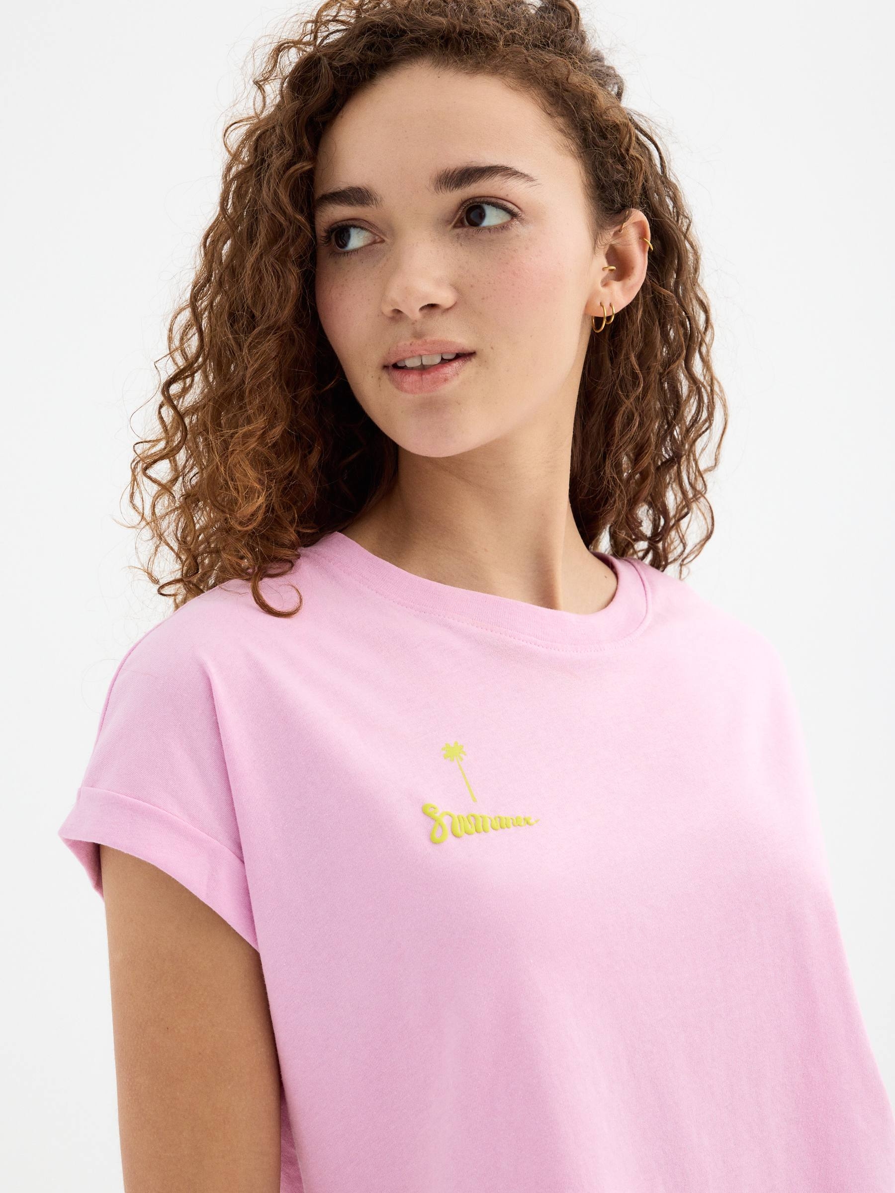 More Summer t-shirt magenta middle front view