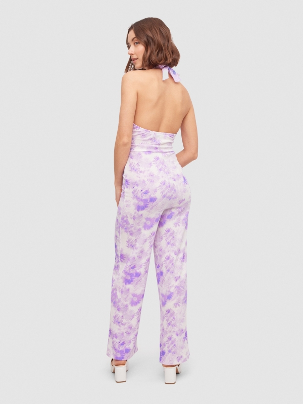 Long knotted jumpsuit mauve middle front view