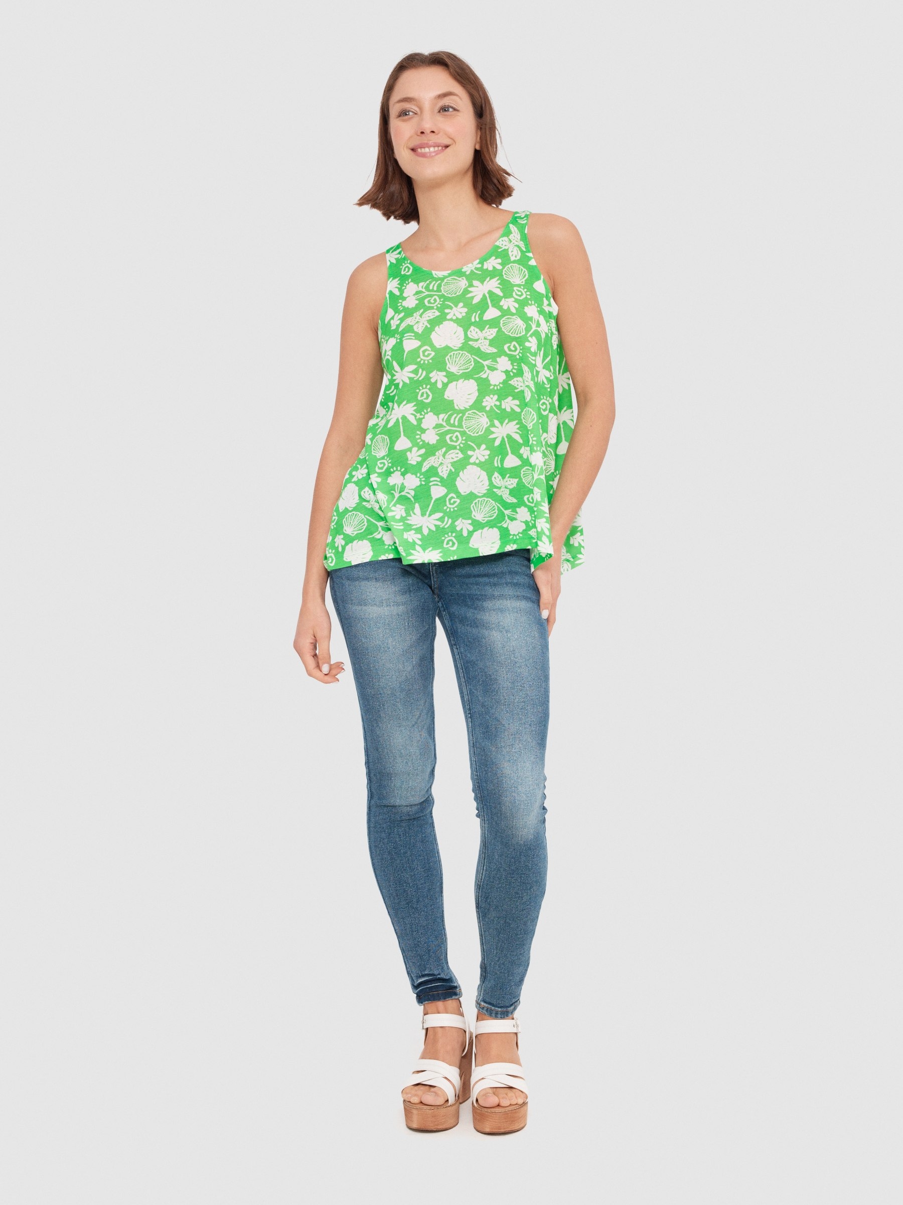 Flowing open back t-shirt mint middle front view