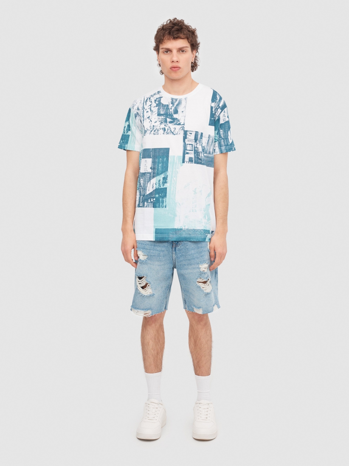 Camiseta fotografías urbanas blanco vista general frontal