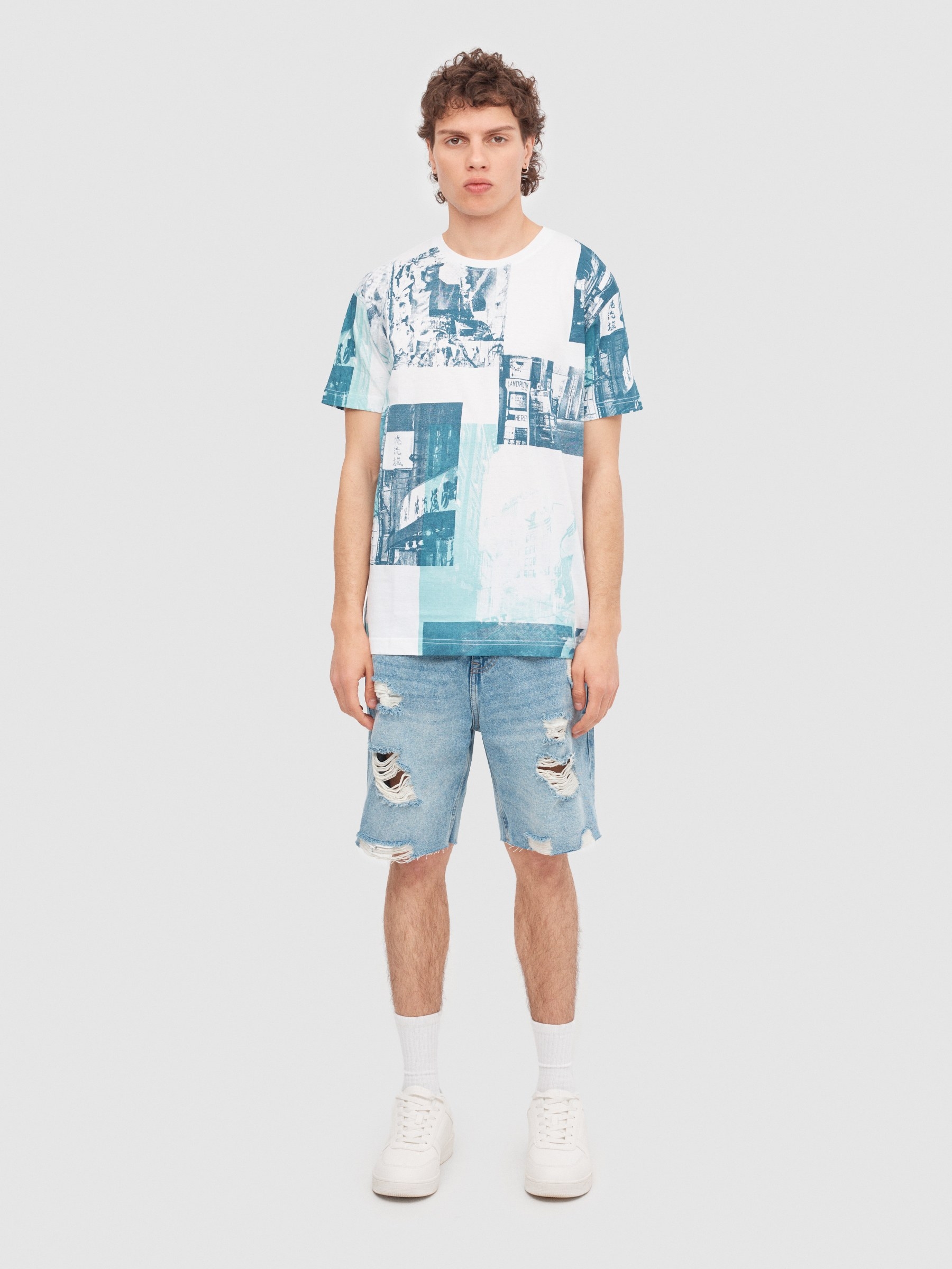 Urban photography T-shirt white middle front view