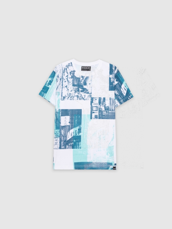  T-shirt de fotografia urbana branco vista frontal