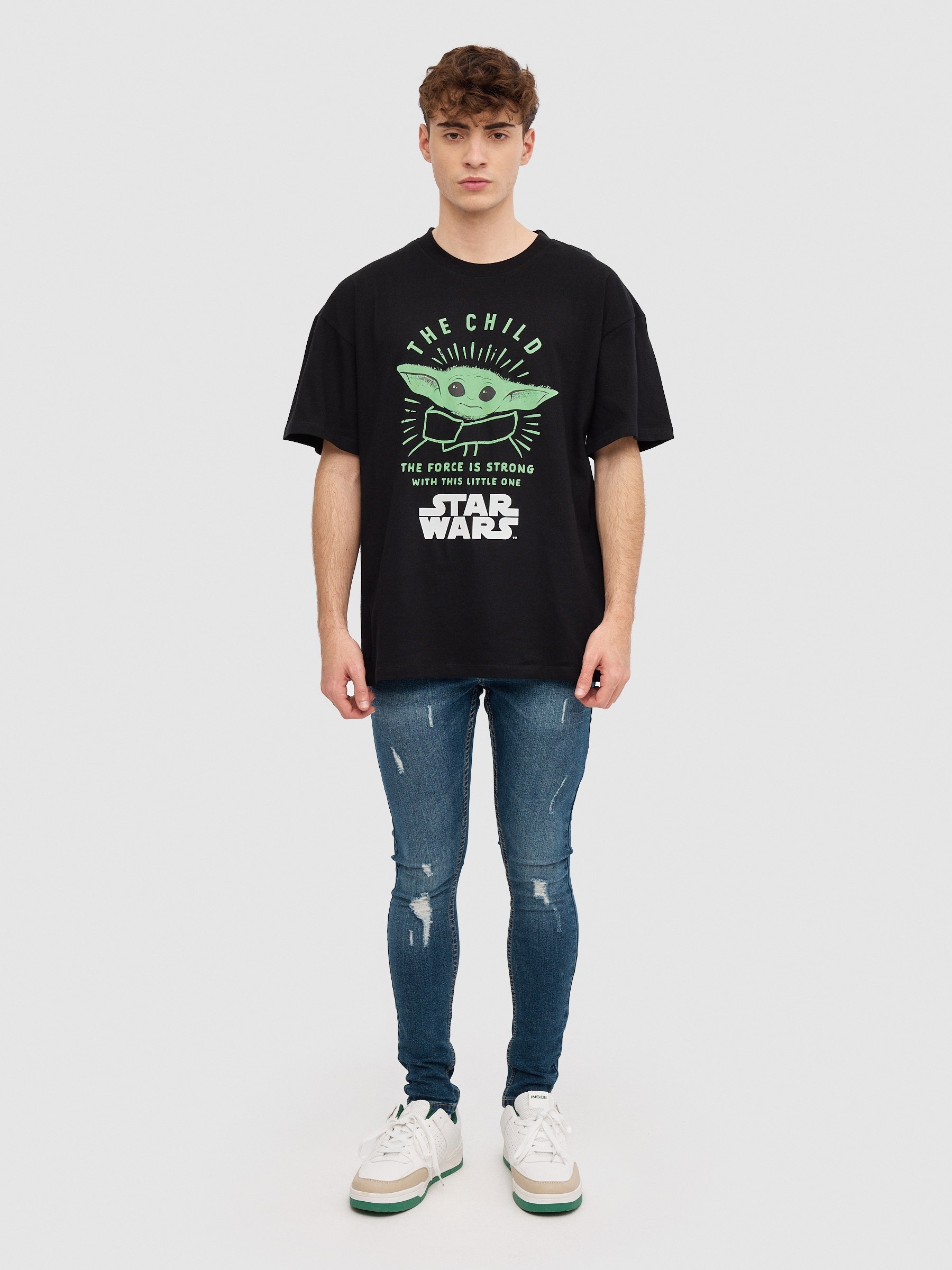 The Mandalorian Grogu T-shirt black middle front view