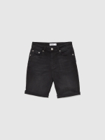 %Pto% Black denim slim shorts black