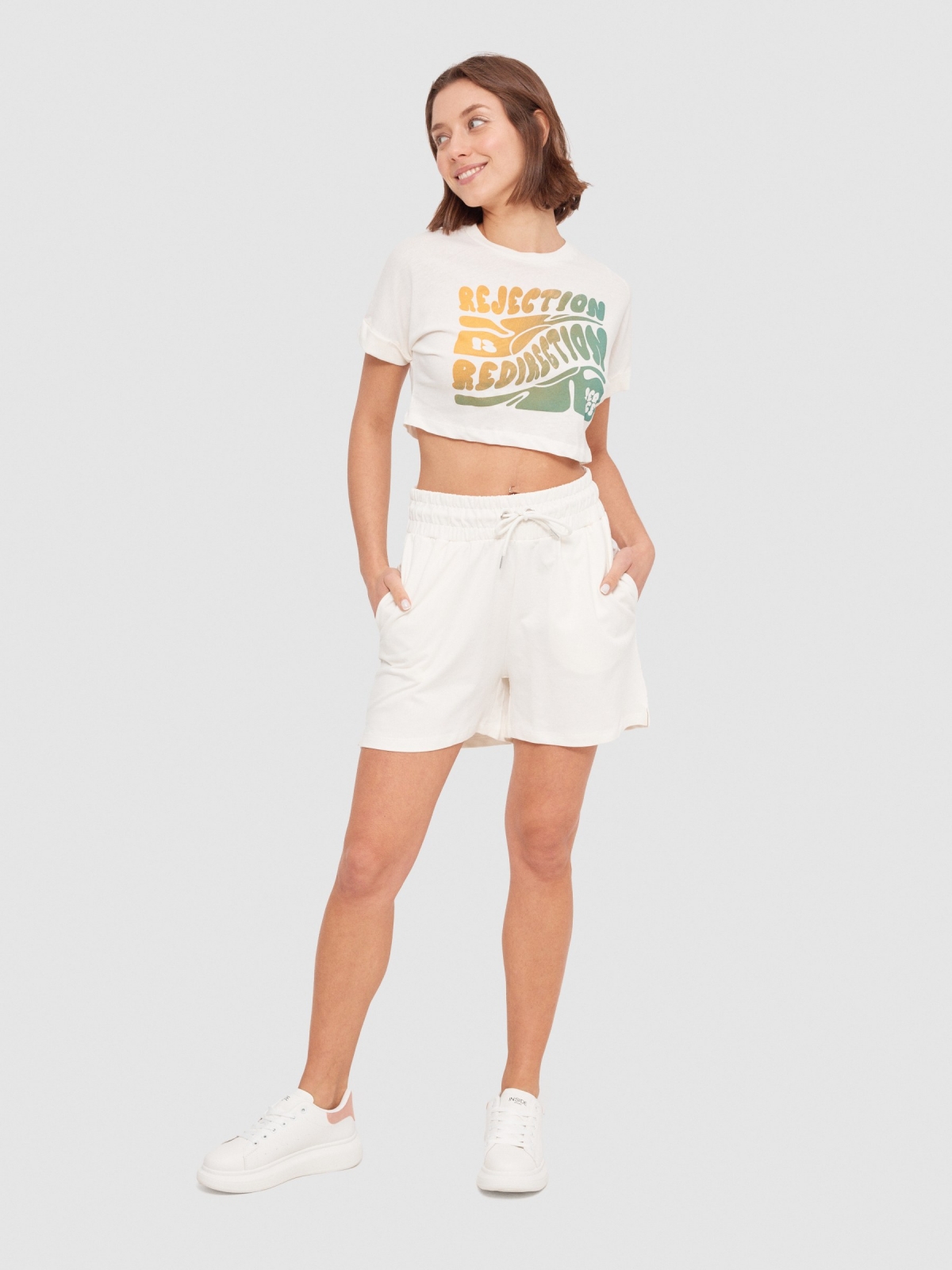 Calções de desporto normais off white vista geral frontal