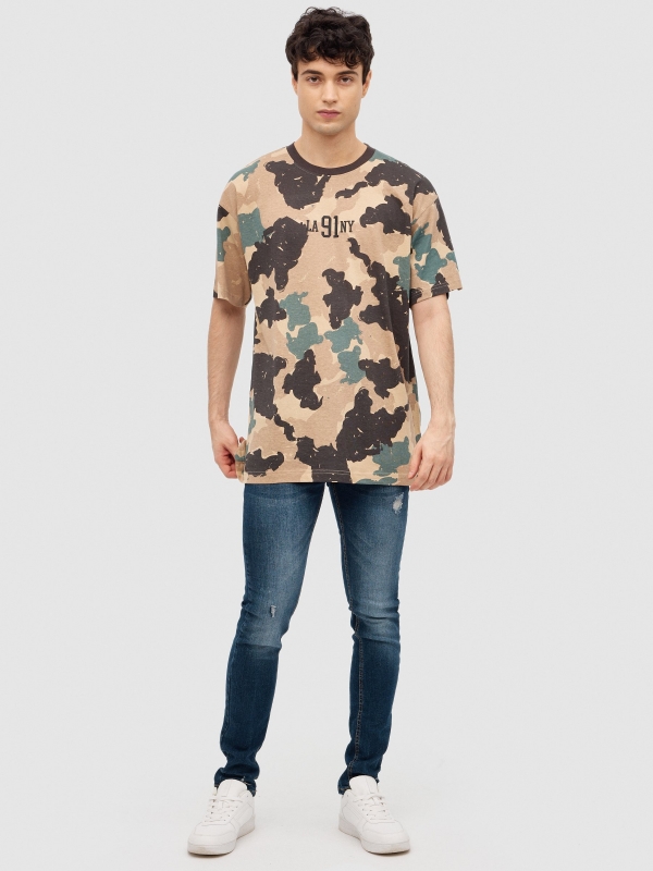 NY camouflage T-shirt sand general front view