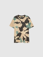 %Pto% T-shirt de camuflagem NY areia vista frontal