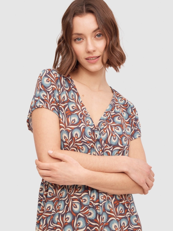 Vestido midi cintura elástica multicolor vista detalle