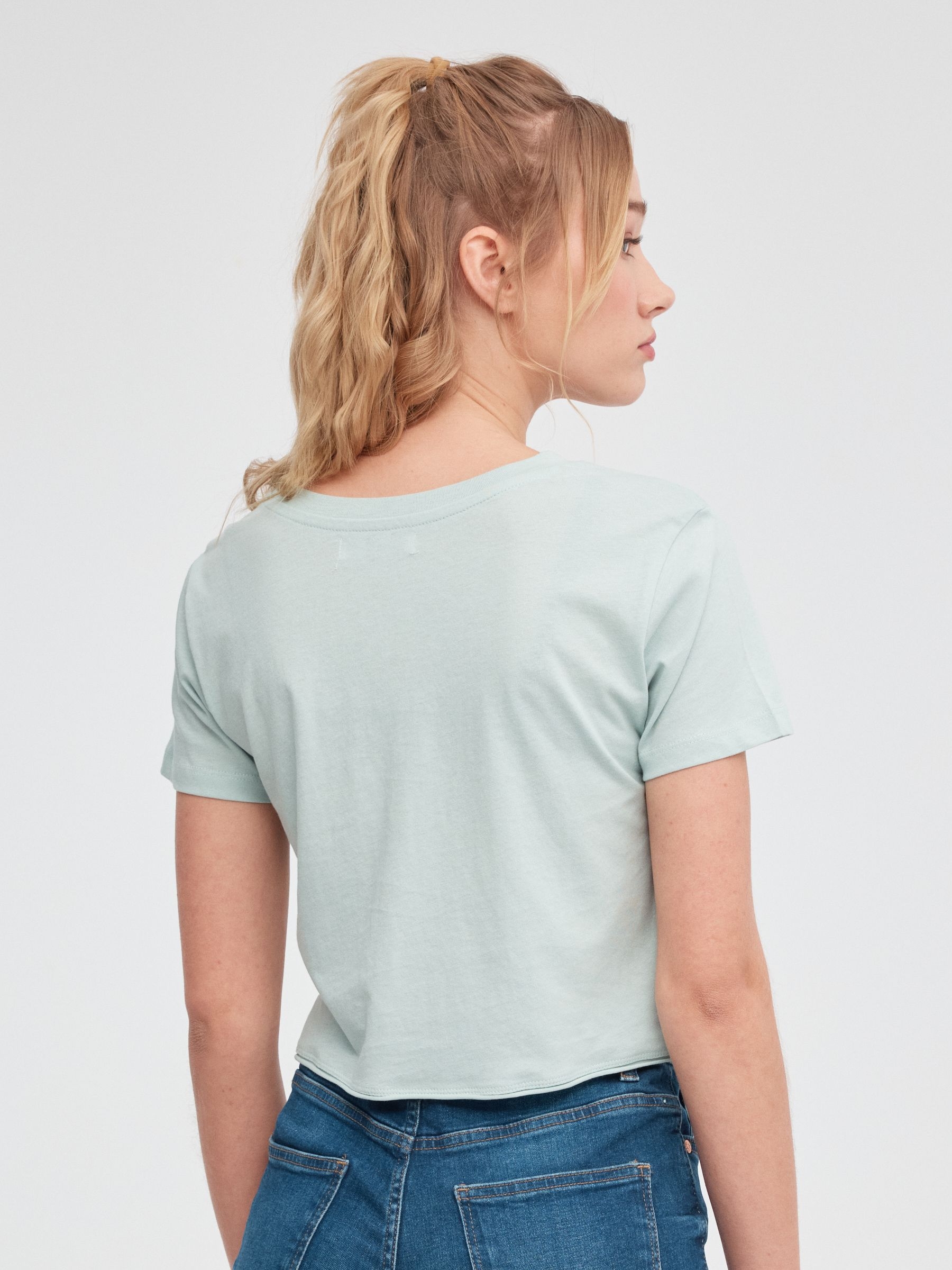 T-shirt Yourself Priority azul vista meia frontal