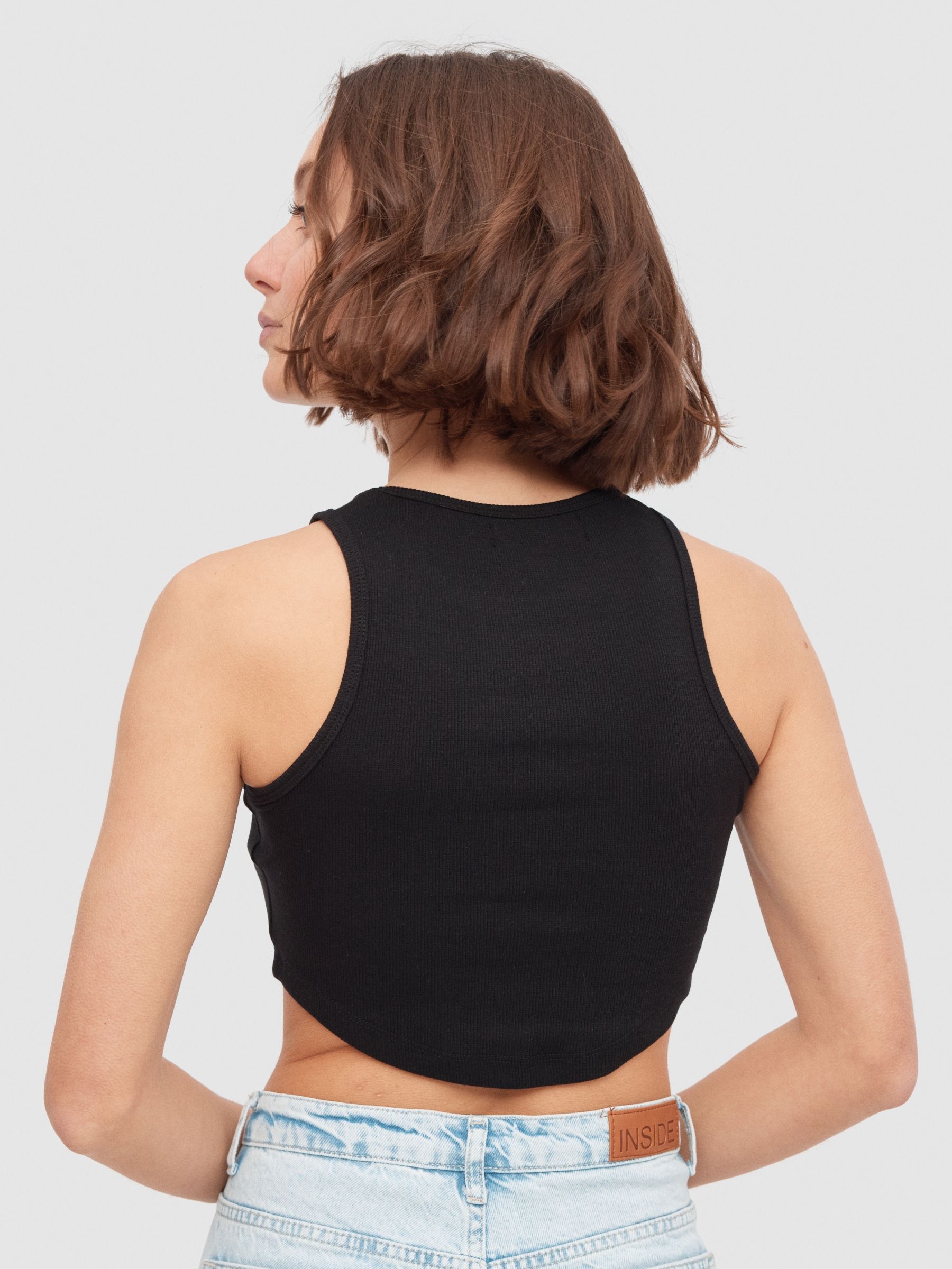 Top rib cat black middle front view