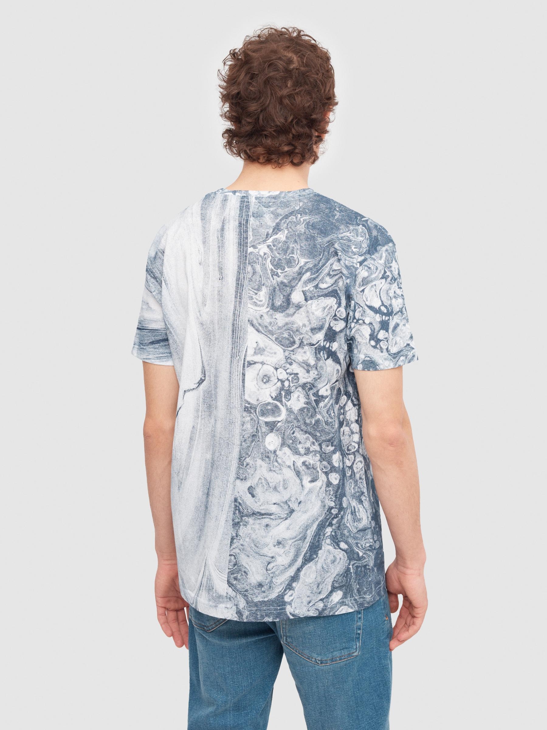 T-shirt com contraste de texturas branco vista meia frontal