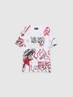 %Pto% T-shirt com graffiti de extraterrestres branco vista frontal