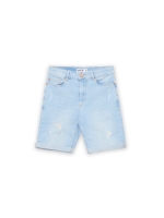 %Pto% Denim skinny bermuda blue front view