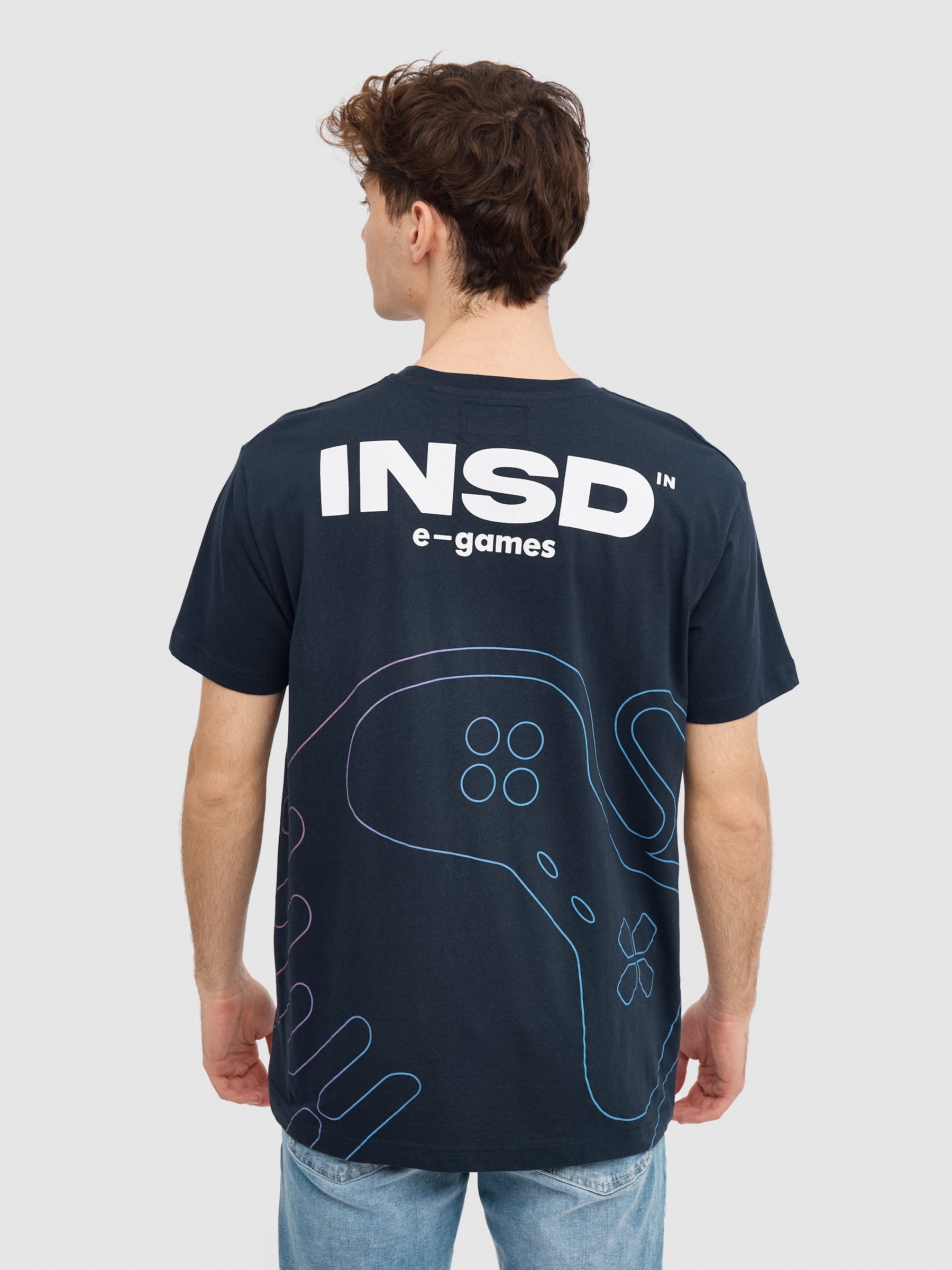 Camiseta Gamer azul marino vista media frontal