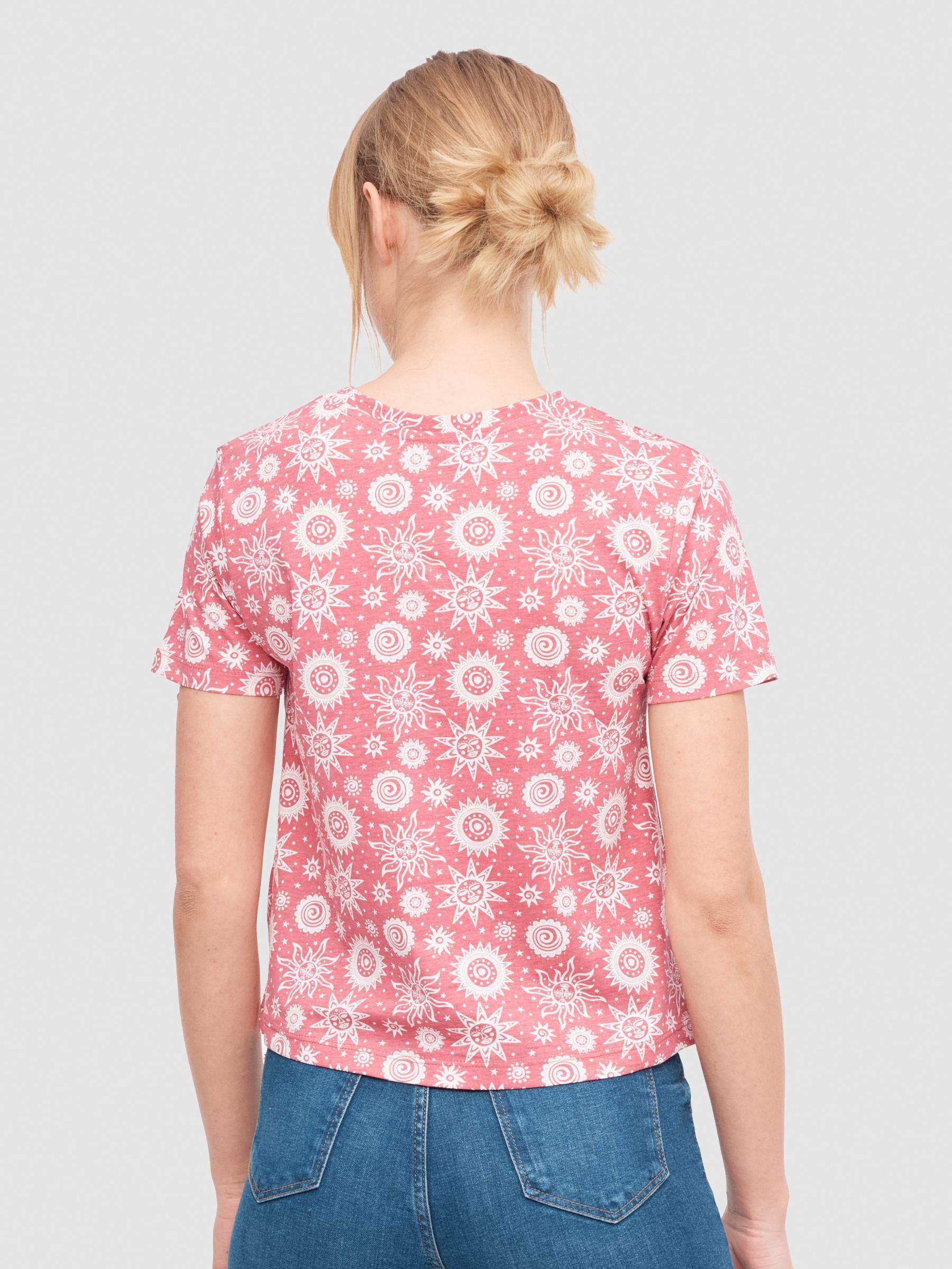 T-shirt Tarot Sol vermelho vista meia frontal