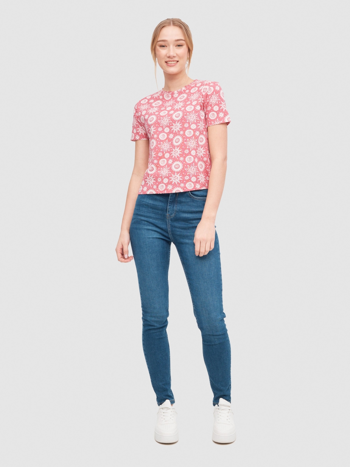 T-shirt Tarot Sol vermelho vista geral frontal