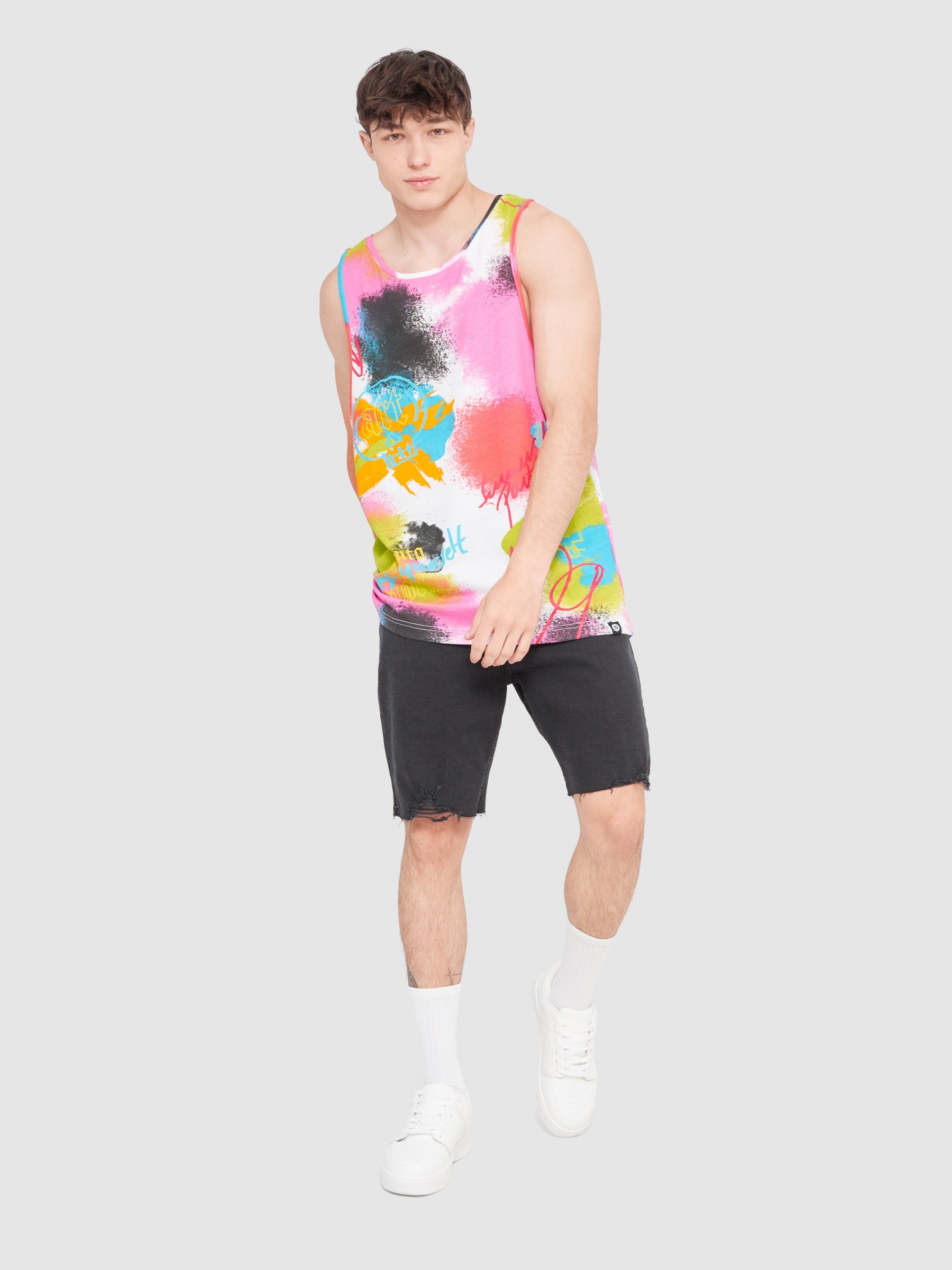 Graffiti tank top white middle front view