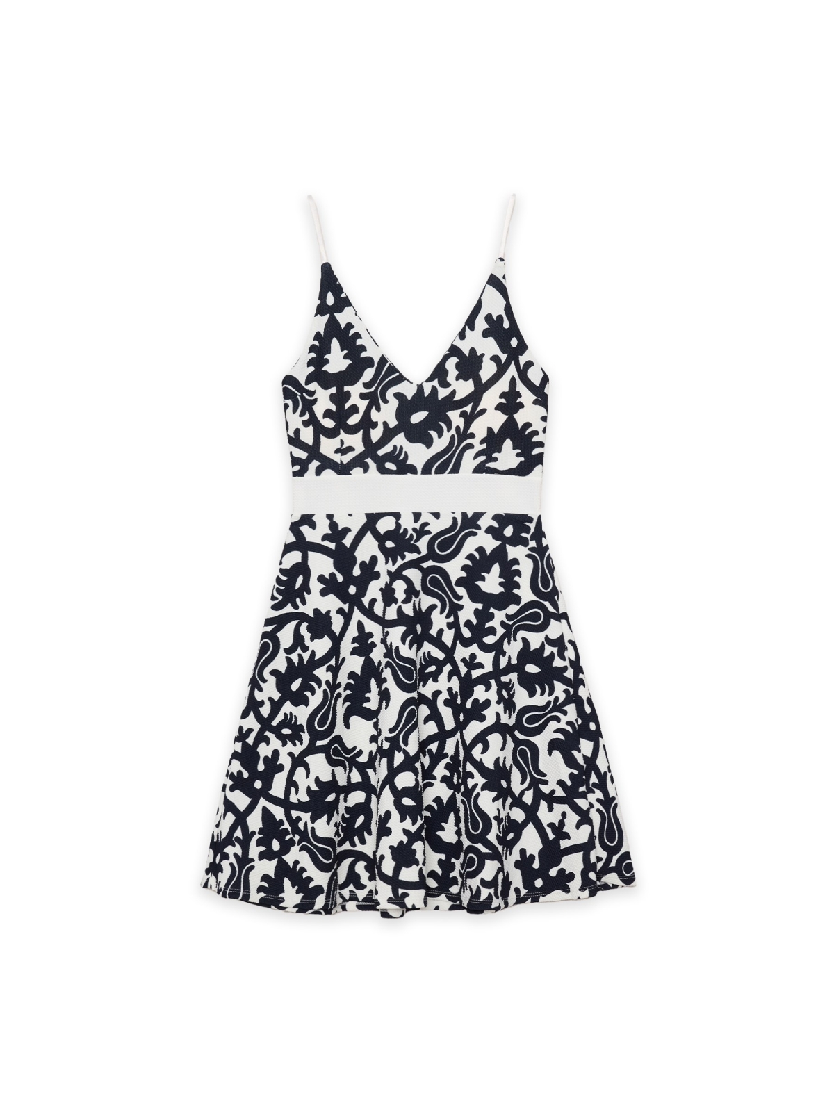 %Pto% Tribal flower short sundress off white front view