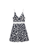 %Pto% Vestido corto flores tribales blanco roto vista frontal