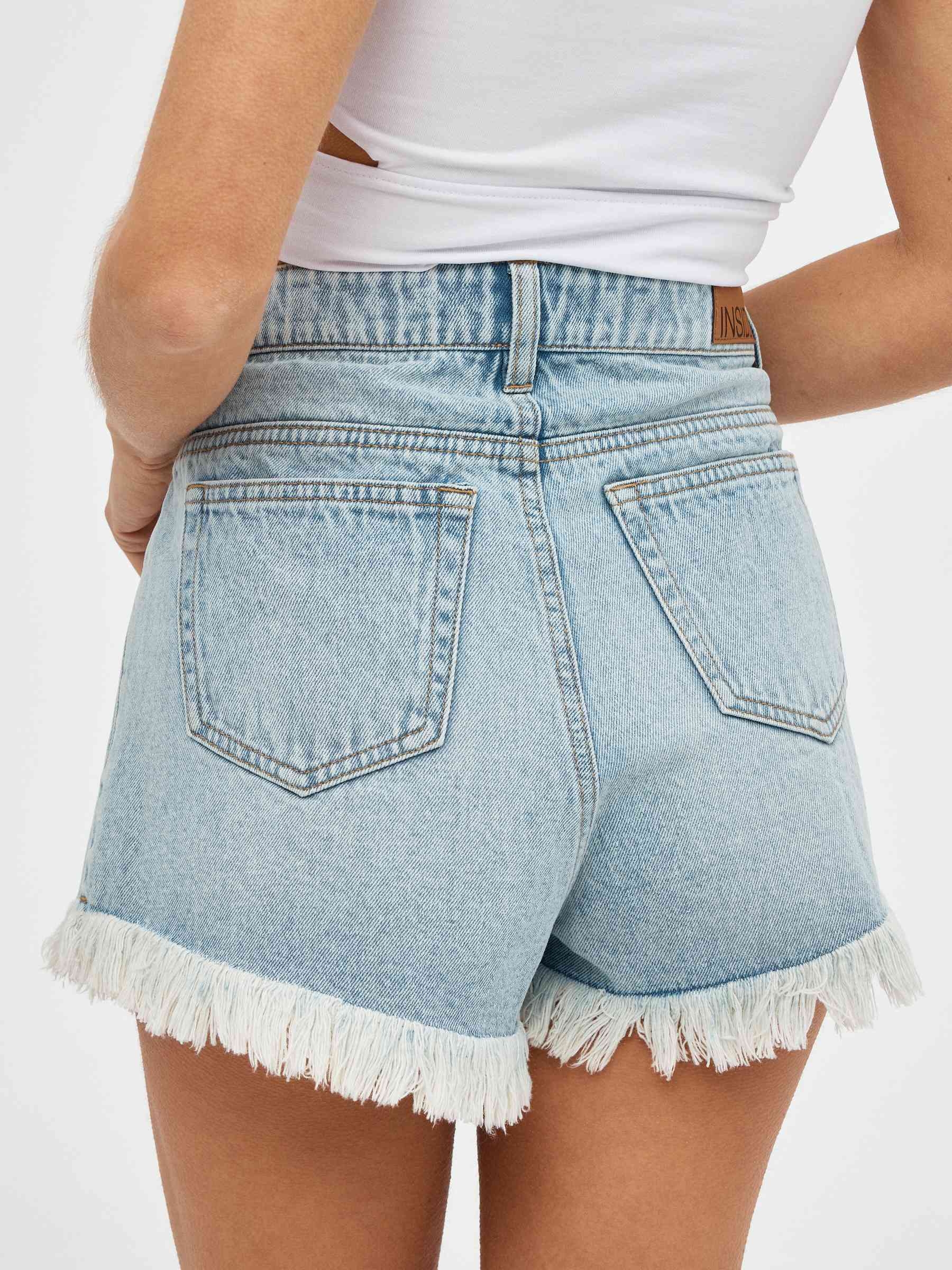 Flared denim shorts light blue middle front view