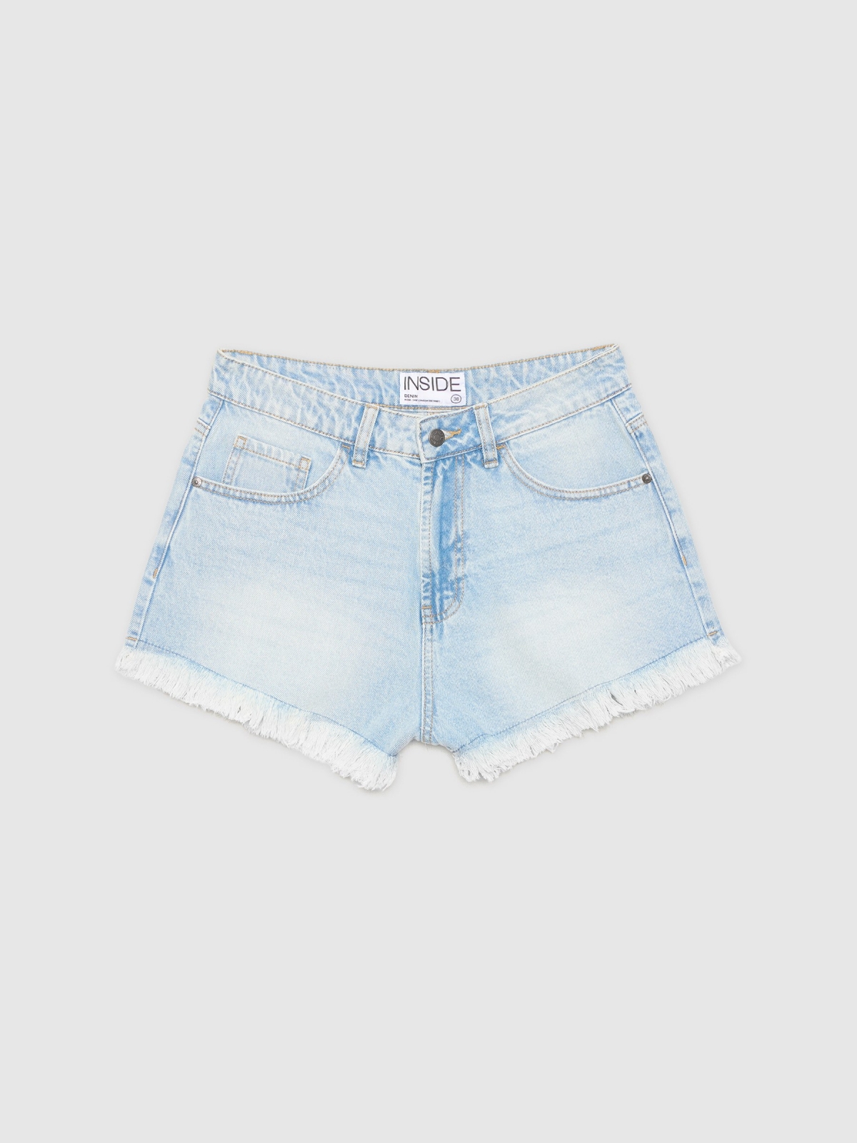 %Pto% Flared denim shorts light blue front view