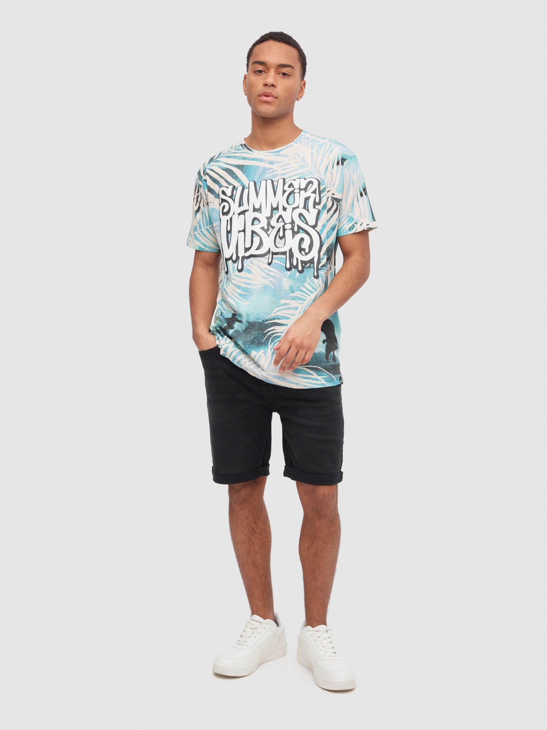 T-shirt Surf branco vista meia frontal