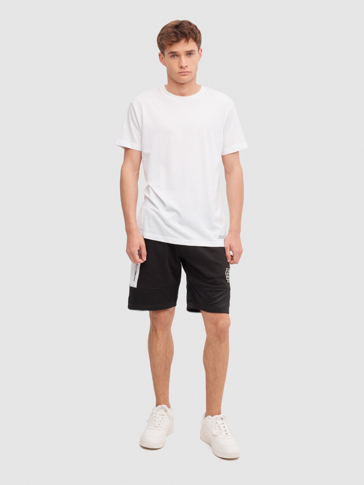 Bermuda jogger felpa negro vista general frontal