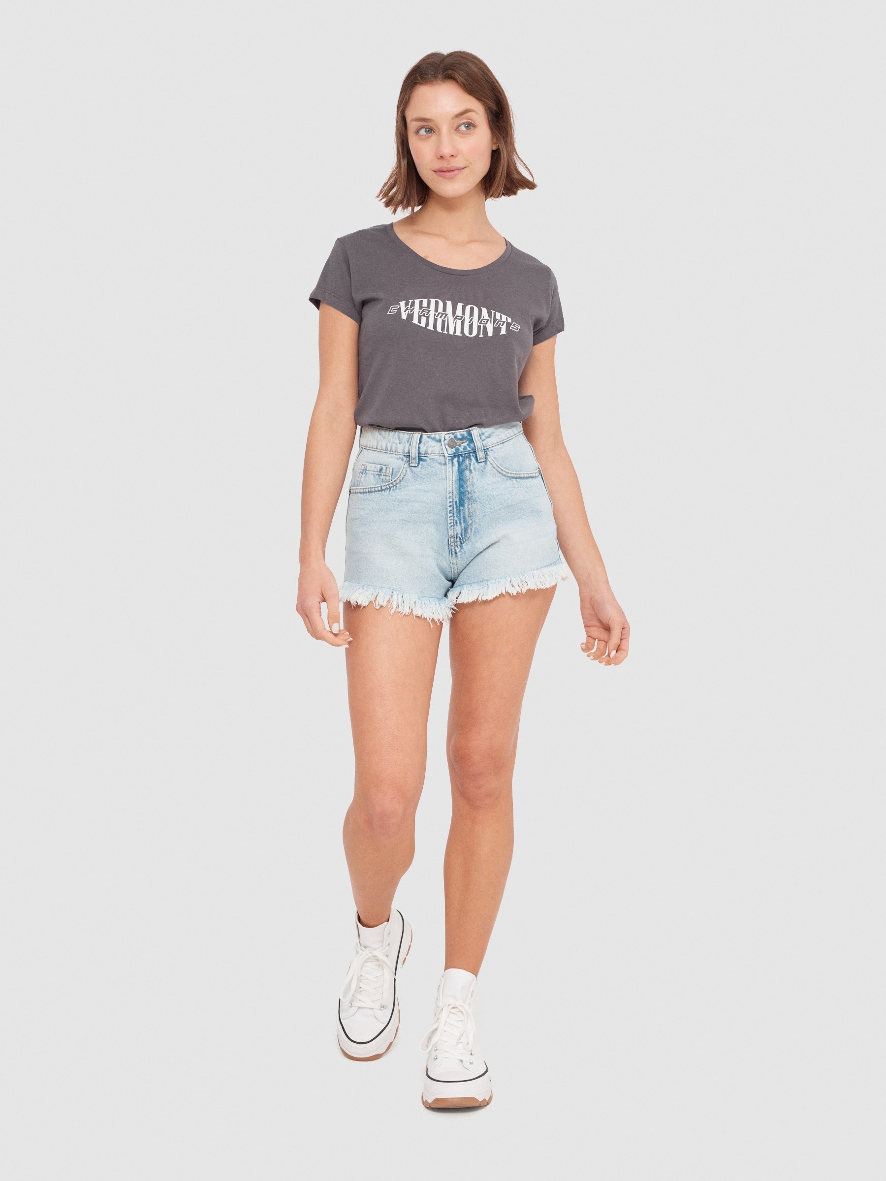 T-shirt crop Vermont malva vista meia frontal